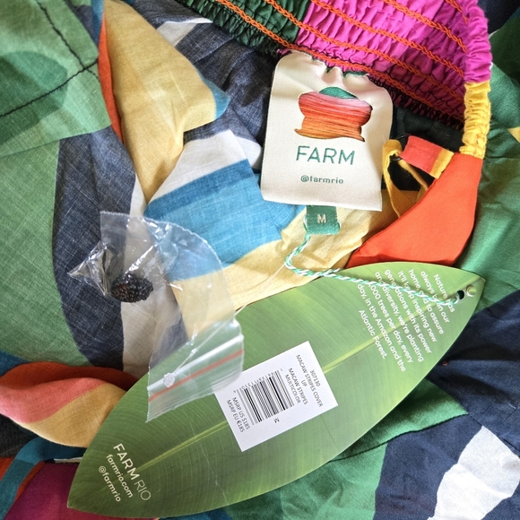 New Farm Rio Macaw Stripes Cotton Swim Beach Cover-Up Maxi Dress Medium NWT - Picture 10 of 10